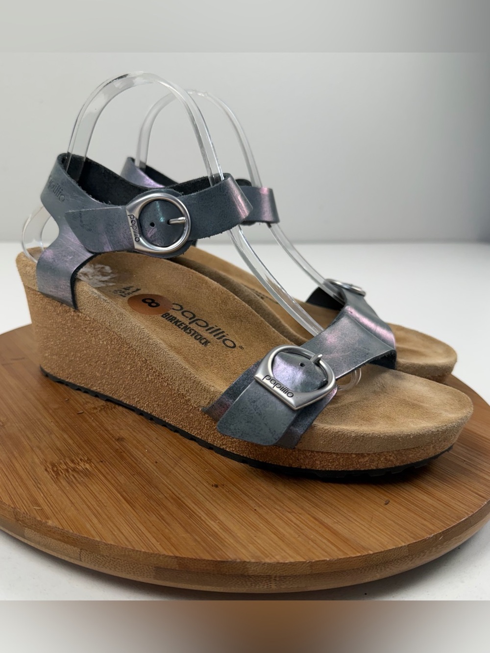 Papillio by Birkenstock Soley Gray Metallic Wedge Sandals